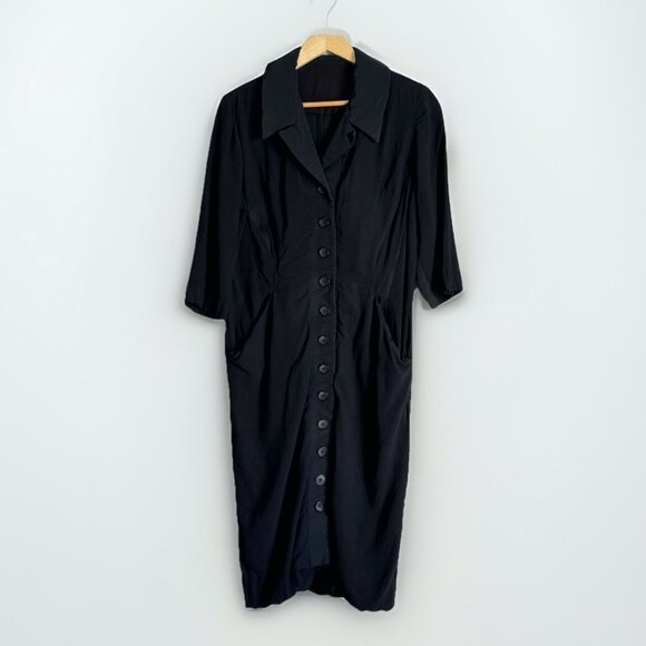 Vintage 40s 50s Women’s Black Button Down Dress Jacket XL David Levine Original - Picture 1 of 12